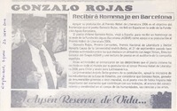 Gonzalo Rojas recibirá homenaje en Barcelona