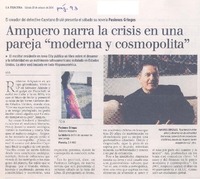 El Creador del detective Cayetano Brulé presenta el sábado su novela Pasiones griegas : Ampuero narra la crisis en una pareja "moderna y cosmopolita"