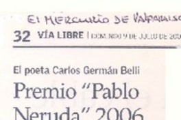 El Poeta Carlos Germán Belli : Premio" Pablo Neruda" 2006 visita Valparaiso