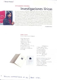 Alejandro Zambra : investigaciones líricas