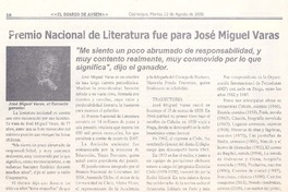 Premio Nacional de Literatura fue para José Miguel Varas