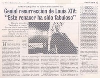 Paulo de Jolly publica sus poemas acerca del Rey Sol : genial resurrección de Louis XIV : "Este renacer ha sido fabuloso"