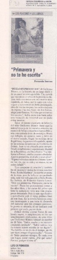 Primavera y no te he escrito