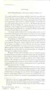 José Emilio Pacheco : aproximaciones a T.S. Eliot