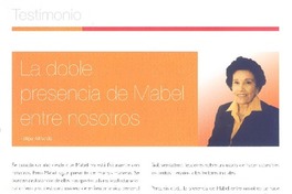 La doble presencia de Mabel entre nosotros