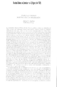Habla la ciudad: Poética de la migración