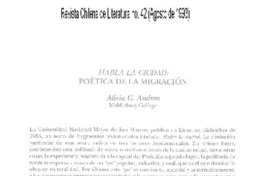 Habla la ciudad: Poética de la migración