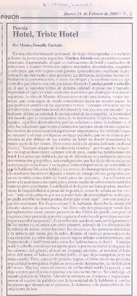 Poesía : hotel triste hotel