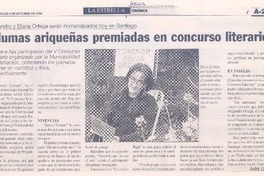Alejandro y Eliana Ortega serán homenajeados hoy en Santiago : plumas ariqueñas, premiadas en concurso literario