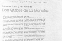 Sabemos tanto y tan poco de Don Quijote de La Mancha