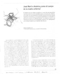 José Martí o América como el cuerpo de la madre enferma