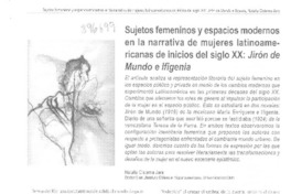 Sujetos femeninos y espacios modernos en la narrativa de mujeres latinoamericanas de inicios del siglo XX: Jirón de mundo e Ifigenia