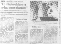 "En el teatro chileno ya no hay temor ni censura"