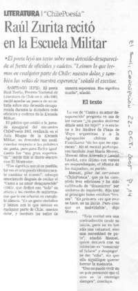 Raúl Zurita recitó en la Escuela Militar