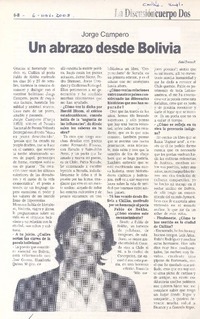 Jorge Campero : un abrazo desde Bolivia