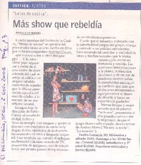 Críticateatro : "Notas de cocina" : más show que rebeldía