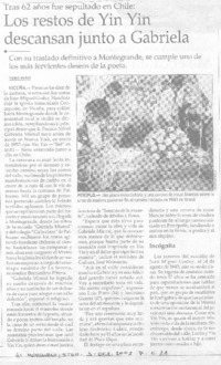 Los restos de Yin Yin descansan junto a Gabriela