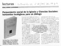 Pensamiento social de la iglesia y ciencias sociales