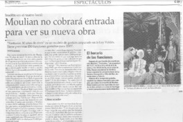 Moulian no cobrará entrada para ver su nueva obra