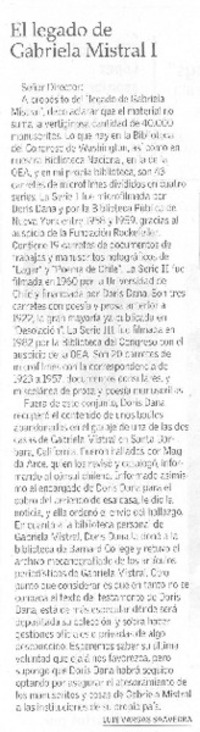 El legado de Gabriela Mistral I