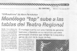 Monólogo "top" sube a las tablas del Teatro Regional