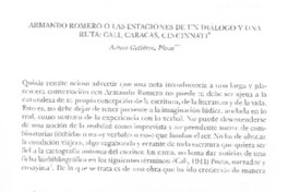 Armando Romero o las estaciones de un diálogo y una ruta: Cali, Caracas, Cincinnati
