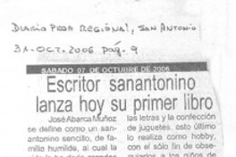 Escritor sanantonino lanza hoy su primer libro