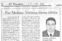 Paz Molina: Verbosa dama súbita