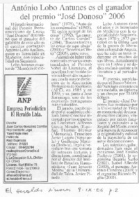 Antonio Lobo Antunes es el ganador del Premio "José Donoso" 2006