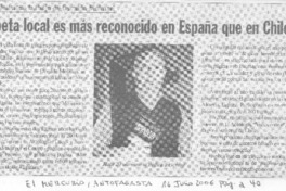 Poeta local es más reconocido en España que en Chile