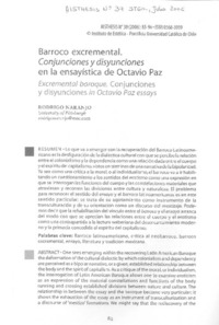 Barroco excremental. Conjunciones y disyunciones en la ensayística de Octavio Paz
