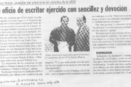 El Oficio de escritor ejercido con sencillez y devoción