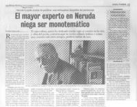 El mayor experto en Neruda niega ser monotemático (entrevista)