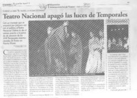 Teatro Nacional apagó las luces de Temporales