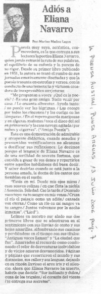 Adiós a Eliana Navarro