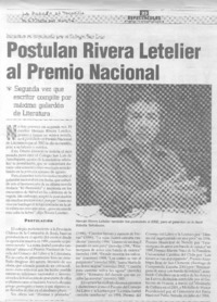 Postulan Rivera Letelier al Premio Nacional