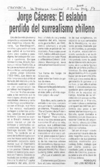 Jorge Cáceres: El eslabón perdido del surrealismo chileno