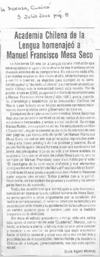 Academia Chilena de la Lengua homenajeó a Manuel Francisco Mesa Seco