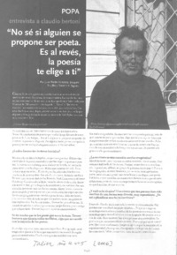 "No sé si alguien se propone ser poeta. Es al revés, la poesía te elige a ti" (entrevista)