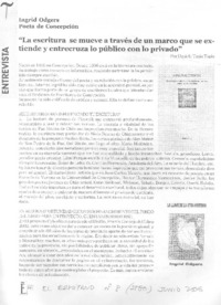 "La escritura se mueve a través de un marco que se extiende y entrecruza lo público con lo privado" (entrevista)