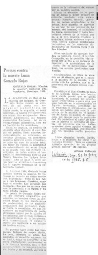 Poemas contra la muerte lanza Gonzalo Rojas