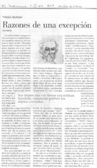 Razones de una excepción