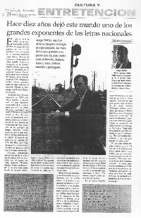 Hace diez años dejó este mundo uno de los grandes exponentes de las letras nacionales