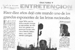Hace diez años dejó este mundo uno de los grandes exponentes de las letras nacionales