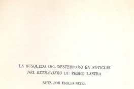 La búsqueda del desterrado en Noticias del extranjero de Pedro Lastra