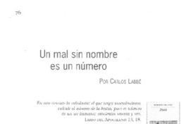 Un mal sin nombre es un número