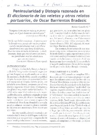 Peninsularidad y distopatía razonada en el Diccionario de las veletas y otros relatos portuarios, de Oscar Barrientos Bradasic
