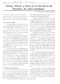 Deseo, placer y goce en la escritura de Rayuela, de Julio Cortázar.