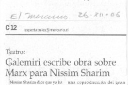 Galemiri escribe obra sobre Marx para Nissim Sharim