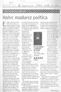Hahn: madurez poética